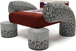 Casa Padrino Luxus Designer Samt Sessel Mehrfarbig / Schwarz / Weiß 86 x 89 x H. 61 cm - Wohnzimmer Sessel - Hotel Sessel - Wohnzimmer Möbel - Hotel Möbel - Luxus Möbel - Designer Möbel