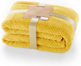 DecoKing Kuscheldecke 70x150 cm senfgelb Decke Microfaser Wohndecke Tagesdecke Fleece weich sanft kuschelig skandinavischer Stil gelb Henry