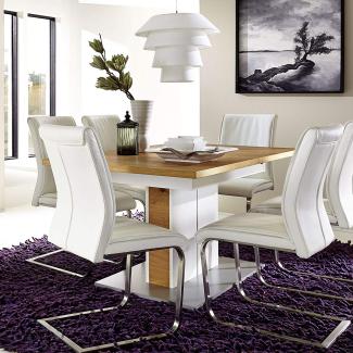 Ausziehbarer Esstisch LIGHT LINE Synchronauszug Eiche furniert 160-205x90 cm