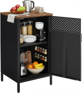 Songmics Sideboard Küchenschrank, Metallschrank, Tür mit Magnet, Stahlgestell, schwarz, 42,5 x 40 x 76 cm