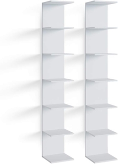 Vicco 'Paolo' Wandregal mit 7 Ebenen (2er Set), Spannplatte weiß, 30 x 190 x 28 cm