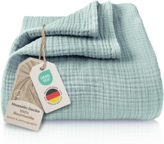 Laynenburg Tagesdecke LAYNENBURG Musselin Tagesdecke Baumwolle 150x200–220x240 cm, Wohndecke als Sommerdecke, Bett-Überwurf, Couch-Überwurf, Sofa-Decke