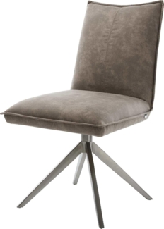 Drehstuhl Lelio-Flex Mikrofaser Taupe Vintage Kreuzgestell breit Graphit 360° drehbar Wippfunktion Taschenfederkern