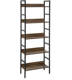 EUGAD 0010ZWJ Standregal Bücherregal Metallregal Leiterregal Stufenregal Multifunktionale Regal Industrie Design MDF Metall 60 x 27,5 x 160 cm, Vintage