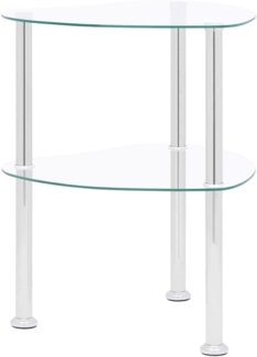 vidaXL Beistelltisch mit 2 Ablagen Transparent 38 x 38 x 50 cm Hartglas [322785]