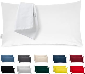 Kissenbezug 40x60 Mikrofaser Premium 2er Set Kissenhülle Deko für Kissen Bett/Sofa Stoff Superweicher Resistent Hypoallergen Anti-Milben Atmungsaktiv Kopfkissenbezug mit Verdecktem Zip Voll Waschbar