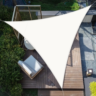 SUNNY GUARD Sonnensegel Wasserdicht 4 x 4 x 4 m Dreieckig Sonnenschutz Wetterschutz Segel Baldachin UV Schutz für Balkon Terrasse Garten, Creme
