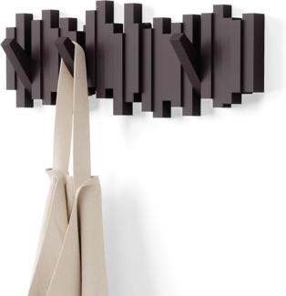 Umbra Hooks Stäbchen Mehrfach Wandhaken, Aufhänger, Kleiderhaken, Kleideraufhänger, Garderobenhaken, 5 Haken, Kunststoff, Espresso, 318211213