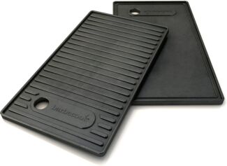 barbecook Grillplatte Gusseisen für Gasgrill, mit Flacher und Gerippter Seite, rechteckig, 43x21 cm