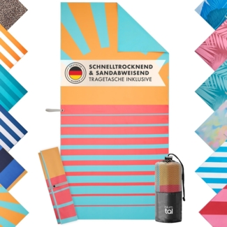 Blumtal Reisehandtuch Strandhandtuch 90x180 cm aus Mikrofaser - kompakt & schnelltrocknend, sandfrei mit Band - Mikrofaser Handtuch groß mit Wellen-Muster