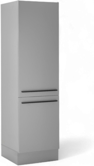 Stella Trading Denver Einbauschrank für Kühlschrank in Grau - Geräumiger Hochschrank Küchenschrank mit viel Stauraum - 60 x 211 x 57 cm (B/H/T)