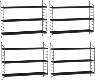 Modulares Wandregal Strängnäs 4er Set Schwarz [en. casa]