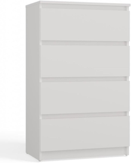 CDF Kommode Malwa M4-60 | Farbe: Weiss | Schrank für Dokumente, Kleinigkeiten | Ideal für Wohnzimmer, Schlafzimmer, Kinderzimmer, Jugendzimmer und Büro | 4 geräumige Schubladen