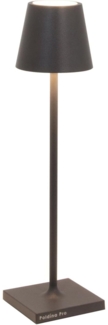 Zafferano, Poldina Micro Lampe, Kabellose, Wiederaufladbare Tischlampe mit Touch Control, Geeignet für Wohnzimmer und Außenbereich, Dimmer, 2200-3000 K, Höhe 27,5 cm, Farbe Dunkelgrau