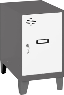 Simon Rack Simonlocker Kommode, klein, 575 x 400 x 500 mm, Amario aus Metall, mit Schlüssel, Anthrazit/Weiß