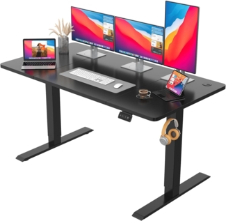 JUMMICO HöHenverstellbarer Schreibtisch Standing Desk Elektrischer Schreibtisch Höhenverstellbar mit Memory-Funktion 140x60 cm,Schwarz