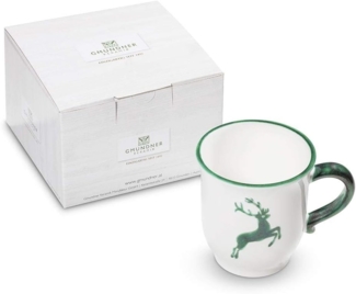 Grüner Hirsch, Schokotasse (0,3 L) - Gmundner Keramik Becher - Mikrowelle geeignet, Spülmaschinenfest