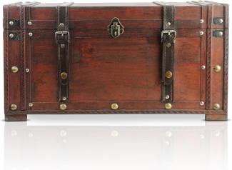 Brynnberg Schatztruhe groß mit Schloss 50 x 25 x 28 cm Koffertruhe Holztruhe Schatzkiste Vintage-Look Piraten Schatzsuche Holz massiv braun Kolonialstil Schatulle Bauernkasse Holz Piratentruhe Geldtruhe