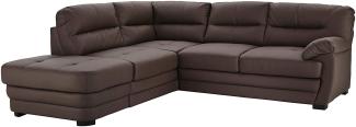 Mivano Ecksofa Royale / Zeitloses Schlafsofa in L-Form mit Bettfunktion, Stauraum, Ottomane und hohen Rückenlehnen / 246 x 90 x 230 / Lederoptik, braun