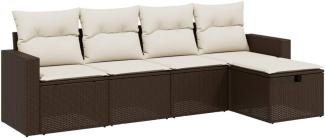 vidaXL 5-tlg. Garten-Sofagarnitur mit Kissen Braun Poly Rattan 3263469