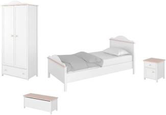 Kinderzimmer-Set Luna 4-teilig weiß rosa inkl. Matratze