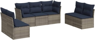 vidaXL 7-tlg. Garten-Sofagarnitur mit Kissen Grau Poly Rattan 3217411