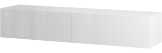 Planetmöbel TV Board 160 cm Weiß, TV Schrank mit 2 Klappen als Stauraum, Lowboard hängend oder stehend, Sideboard Wohnzimmer