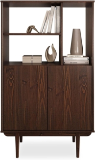 IDIMEX Highboard SIMONA, Wohnzimmerschrank offene Fächer & Türen Massivholz nussbaum farben