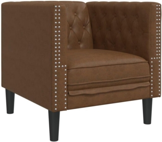 vidaXL Chesterfield-Sessel Braun Kunstleder in Wildleder-Optik 372658