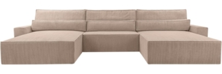 MOEBLO Wohnlandschaft DENVER U, Eckcouch aus Cordstoff Ecksofa U-Form Cord Sofa Couch Polsterecke U-Sofa - 410x85x200cm, mit Bettkasten und Schlaffunktion