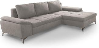 CAVADORE Ecksofa Lina L-Form Sofa mit Longchair und Steppung im Sitz / 270 x 85 x 163 / Flachgewebe: Beige