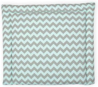 KraftKids Wickelauflage in Chevron hellgrau und mint, Wickelunterlage 85x75 cm (BxT), Wickelkissen