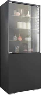 Vladon Standvitrine Granada (Vitrinenschrank, mit Glastür und Glaseinsatz) Anthrazit matt/Schwarz matt (50 x 122,5 x 34,5 cm)