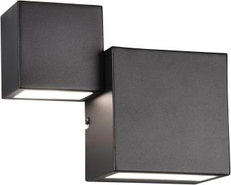 Flache LED Wandleuchte MIGUEL Up and Down Light Schwarz matt in 3 Stufen dimmbar