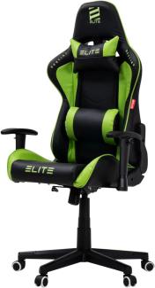 ELITE Gaming Stuhl MG200 Destiny - Ergonomischer Bürostuhl - Schreibtischstuhl - Chefsessel - Sessel - Racing Gaming-Stuhl - Gamingstuhl - Drehstuhl - Chair - Kunstleder Sportsitz (Schwarz/Grün)