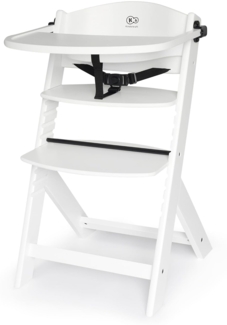 Kinderkraft Kinderhochstuhl aus Holz ENOCK 3 in 1, Niedriger Stuhl, Babystuhl, Abnehmbare Schutzbügel und Gurt, Rückenlehnenverstellung, ab 6 Monaten bis 10 Jahre, Vollweiß