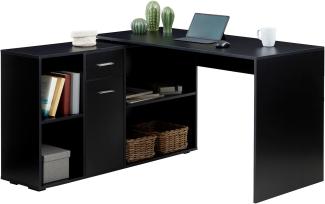 CARO-Möbel Eckschreibtisch Diego Bürotisch Arbeitstisch mit Regal, 120 x 75 x 122 cm in schwarz, 1 Schublade, 4 Fächer Verschiedene Aufbaumöglichkeiten