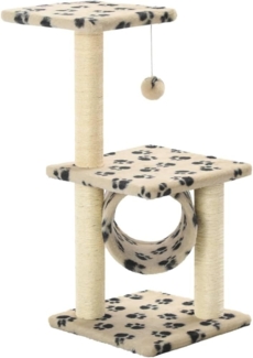 vidaXL Katzen-Kratzbaum Sisal 65 cm Beige Pfoten-Aufdruck 170549