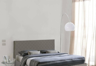 Talamo Italia - Cleopatra-Doppelbett, wandmontiertes Kopfteil aus Öko-Leder, 100 % Made in Italy, geeignet für ein Doppelbett, 170x60 cm, taubengrau