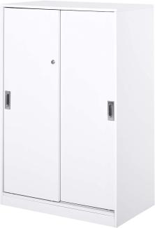 HOMCOM Aktenschrank, Büroschrank mit Türen, großer Bürocontainer mit 3 Regal und 2 Fächern, Aufbewahrungsschrank, E1 Spanplatte, Weiß, 80 x 40 x 120 cm