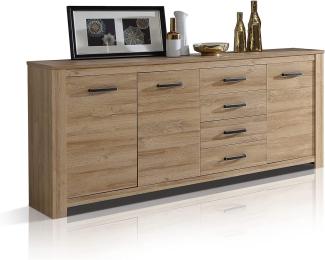 Möbel-Eins HUDSON Sideboard 3 Türen+4 Schubkasten, Material Dekorspanplatte, alteichefarbig