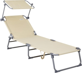 Casaria 'Hawaii' Sonnenliege mit verstellbarem Sonnendach, beige