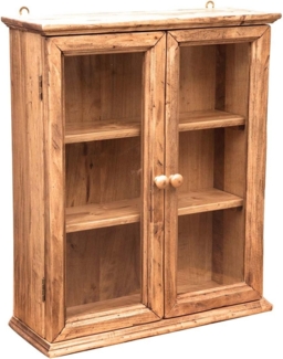 Biscottini Vitrine für die Küche aus Holz 58,5 x 48,5 x 18,5 cm | Wandregal Shabby Chic 3 Einlegeböden | Vintage Schrank 2 Türen | Badezimmerschrank hängend