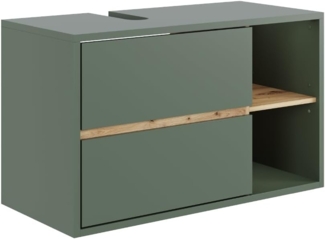 Waschbeckenunterschrank Viola Grün/Artisan 100 x 60 cm mit 2 Schubladen Vicco