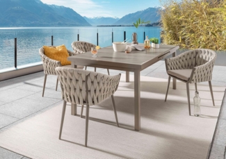 Destiny Garten-Essgruppe MOLINO IMOLA, (5-tlg, 4x Sessel, 1x Tisch, inkl. Auflagen), Aluminium, Polywood, Rope