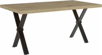 riess-ambiente Esstisch LOFT 160cm natur / schwarz · Tischplatte in Eichen-Dekor mit X-Gestell (Einzelartikel, 1-St), Industrial Design Küchentisch · stabiles Metall-Gestell · 6 Sitzplätze