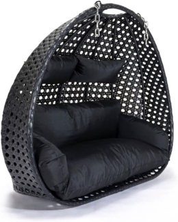 HOME DELUXE Polyrattan Hängesessel nur Korb und Kissen TWIN - Schwarz