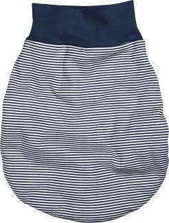 Schnizler Unisex Baby Schlafsack Strampelsack Ringel Interlock mit elastischem Umschlagbund, One Size, Oeko Tex Standard 100 Weiß/Marine