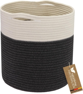 HMF Aufbewahrungskorb Aufbewahrungskorb mit versteckten Griffen, runder Korb passend für Kallax, 31x31 cm, Weiß-Grau