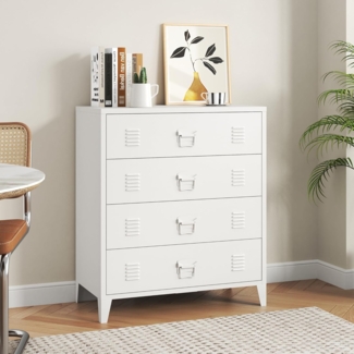 Metallschrank Hämeenlinna mit 4 Schubladen 80x40x92 cm Weiß [en. casa]